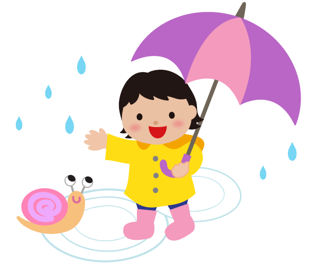 梅雨・傘をさす女の子のイラスト