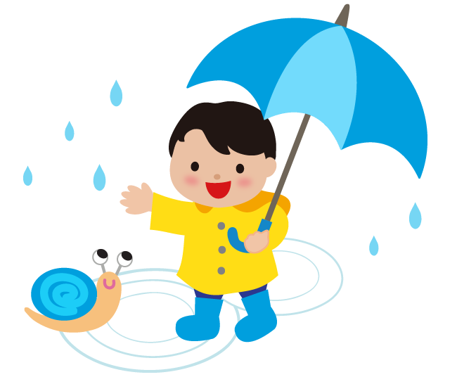 梅雨・傘をさす男の子のイラスト