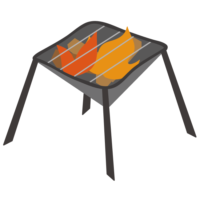 薪が燃える焚き火台イラスト
