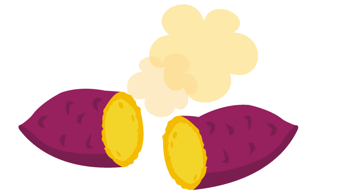 焼きたての焼き芋のイラスト