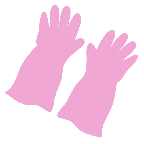 ピンク色のゴム手袋