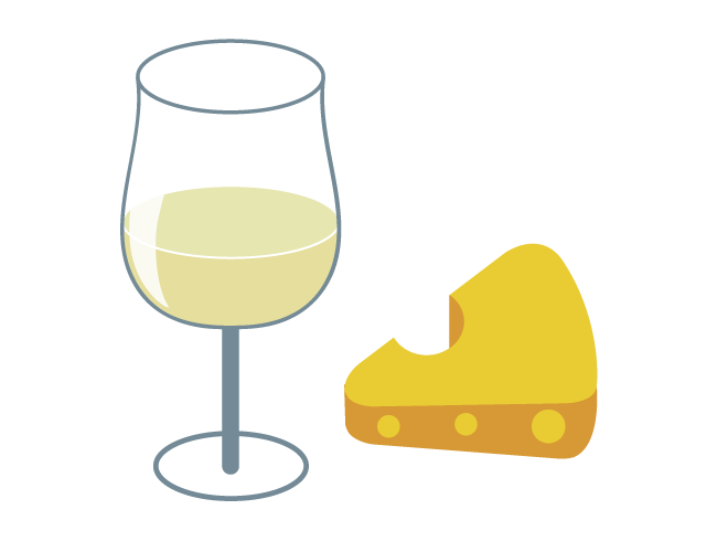 白ワインとチーズイラスト