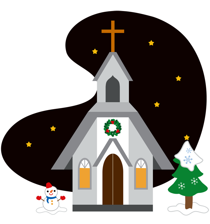 クリスマスの教会イラスト